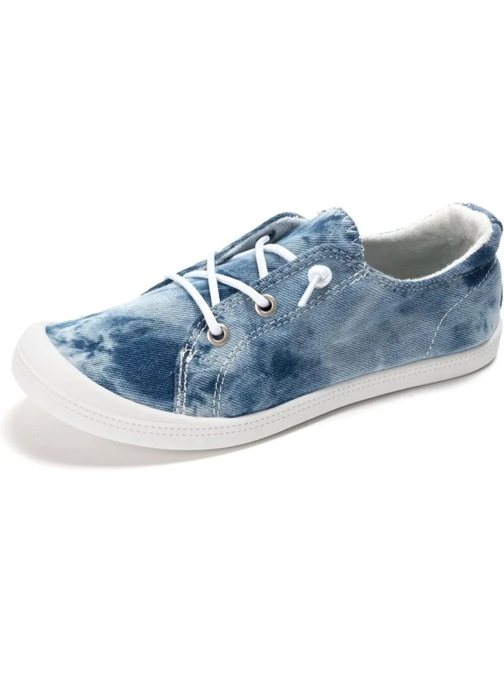 Women's Washed Denim Comfortable Lace-Up Flat Breathable Walking Casual Sneakers